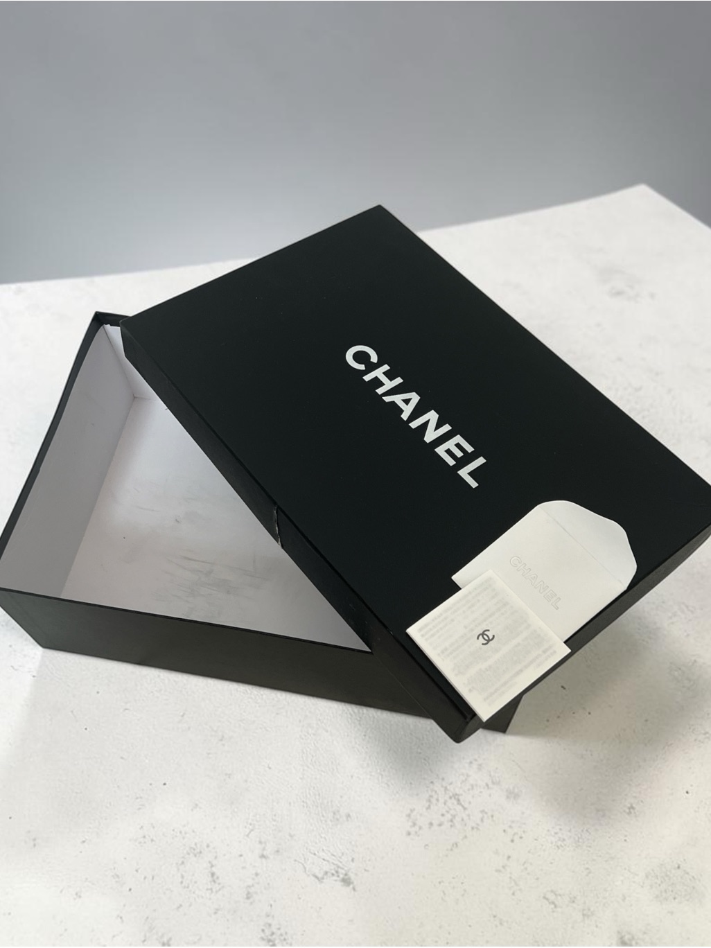 Chanel Black And White Signature Empty Shoe Box With Booklet